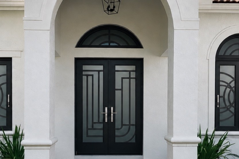 Same entry after — signature frosted-glass impact double door
